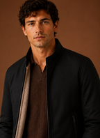 Close-up of the Areleon men's casual jacket showing tailoring details on the front panel