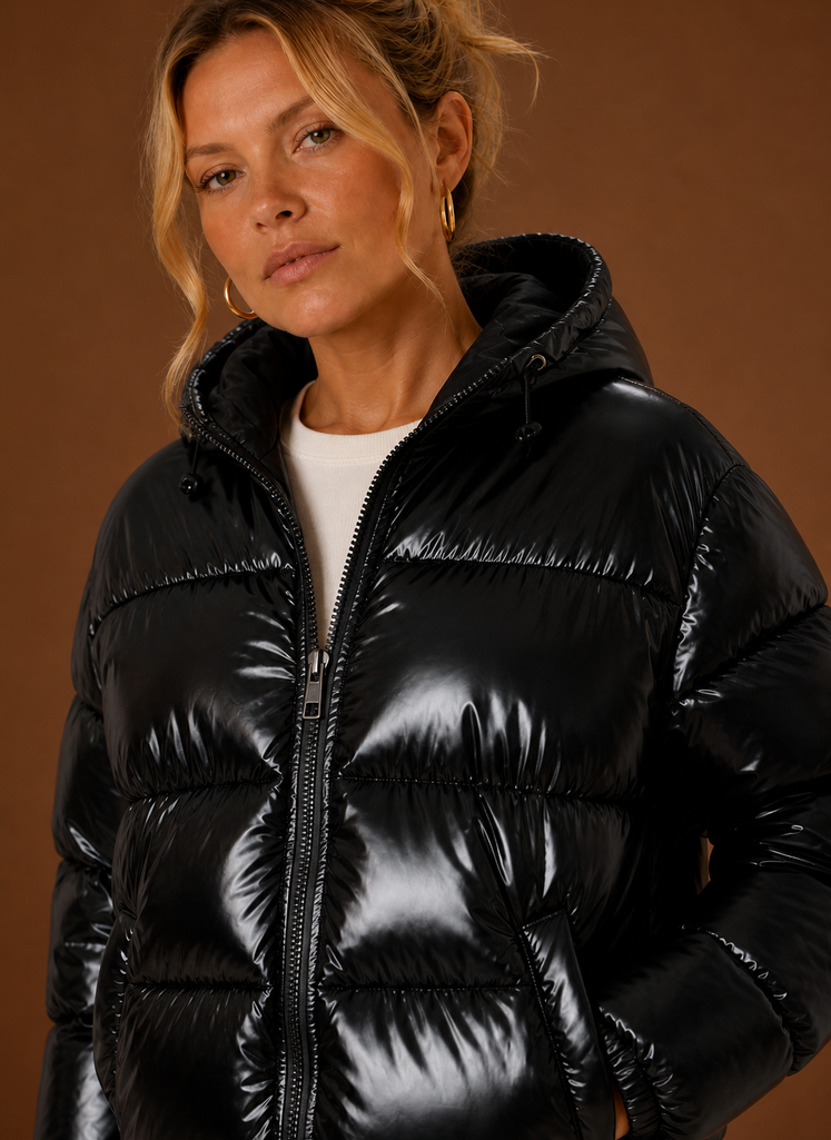 Close-up of the Areleon Oversized Women's Puffer Jacket showing stitch detail and surface texture.