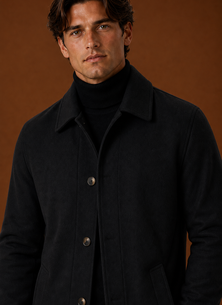 Men's Lightweight Trench Coat - Button Up Casual Overcoat closeup view