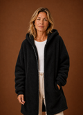 Women's Long Fleece Hooded Winter Jacket front view