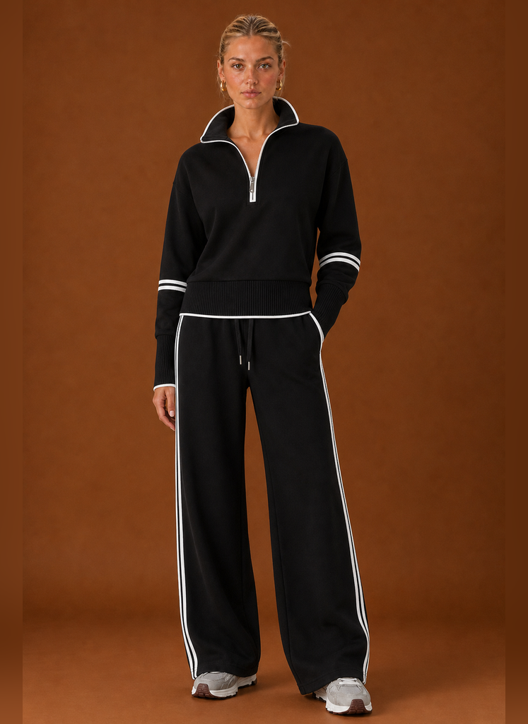 Front view of the women's tracksuit set showing sweatshirt and joggers
