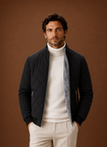 Men's Quilted Fleece Lined Winter Jacket front view