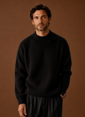 Men's Ribbed Knit Sweater - Crew Neck Pullover front view