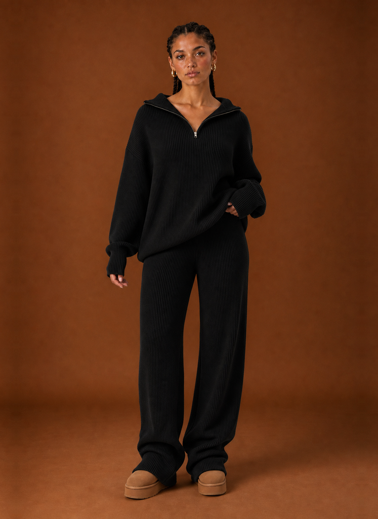 Front view of the Areleon women's tracksuit set showing the coordinated top and pants on a model