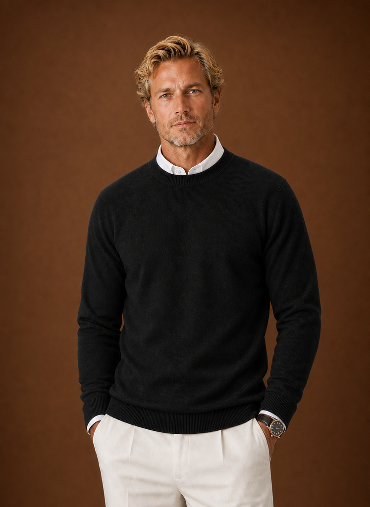 Men's Crew Neck Sweater - Classic Knit Pullover front view