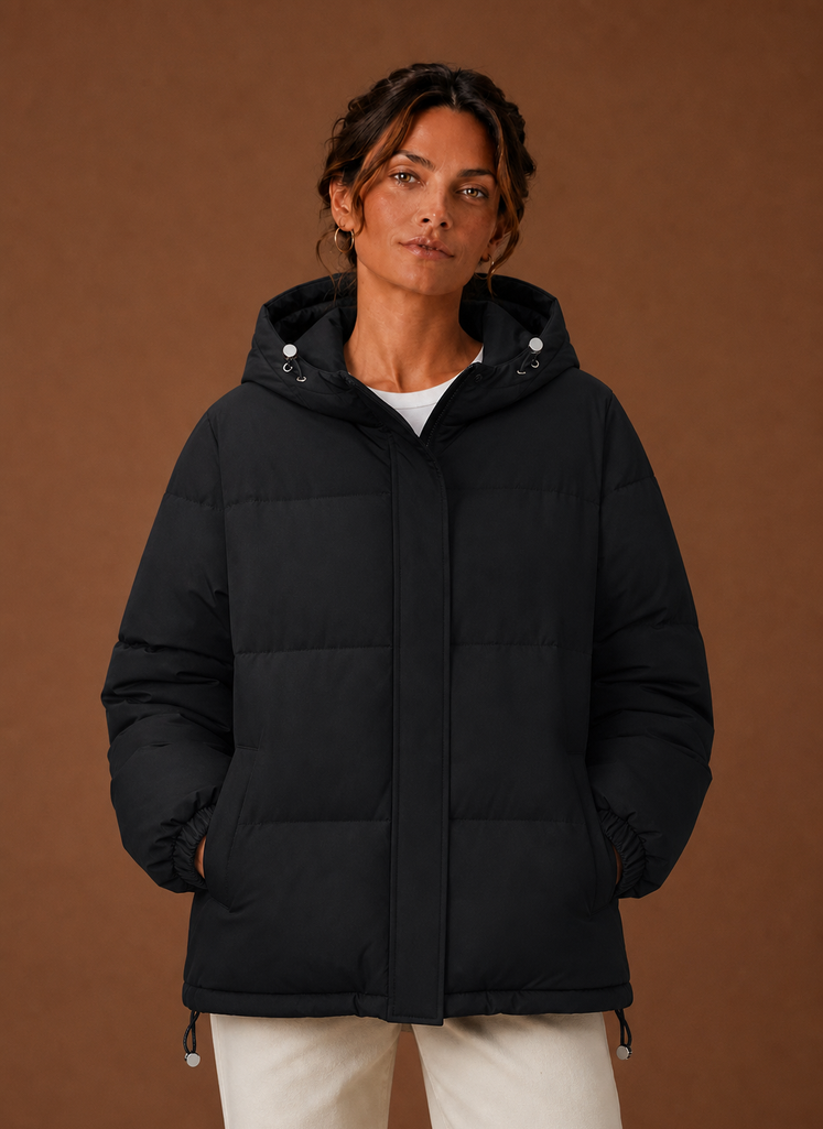 Women's Puffer Jacket - Hooded Winter Coat | Areleon