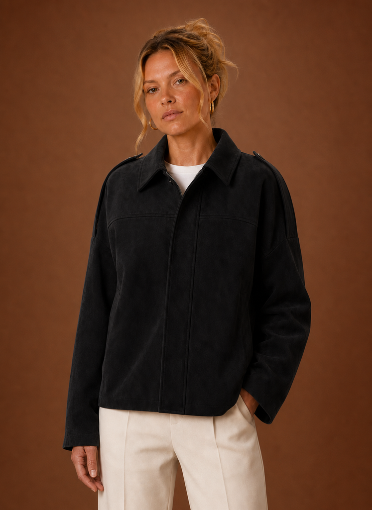 Front view of the Areleon women's oversized jacket on a mannequin