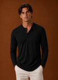 Front view of the Areleon men's Henley shirt showing the Henley neckline and button placket