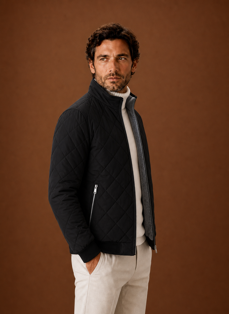 Men's Quilted Fleece Lined Winter Jacket side view