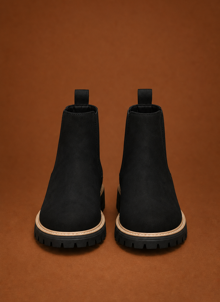 Side view of women's Chelsea ankle boot highlighting silhouette and sole