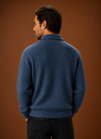 Back view of the Areleon knit cardigan with clean-finished hem
