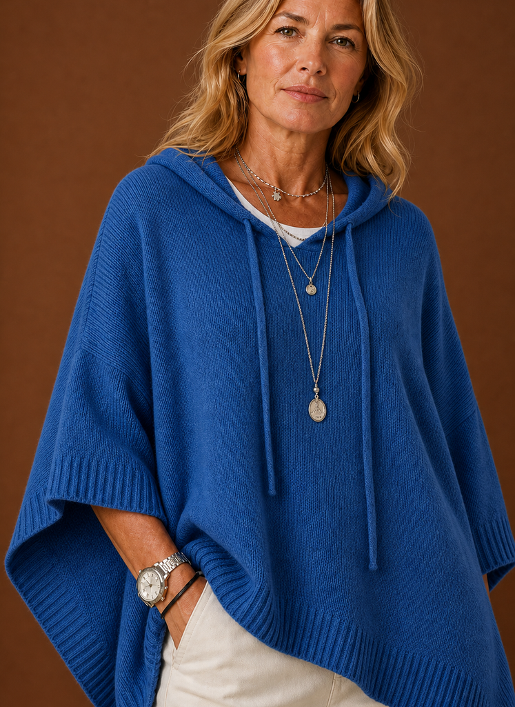 Close-up of hood and neckline showing fabric texture and stitching