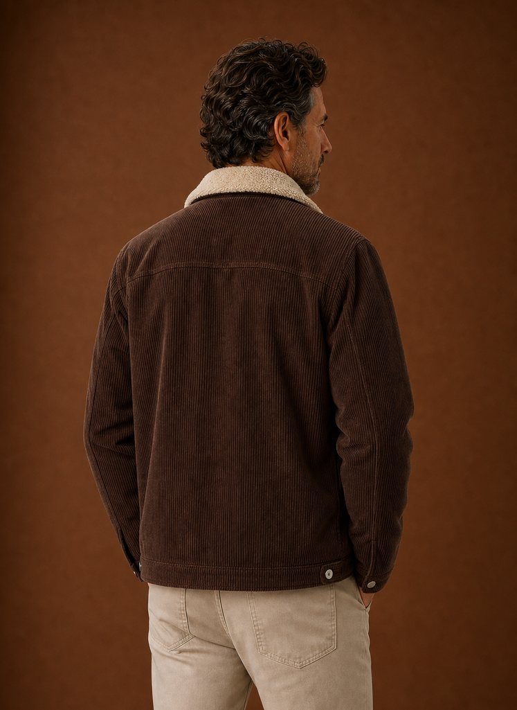 Back view of the Areleon button-front cardigan showing the silhouette