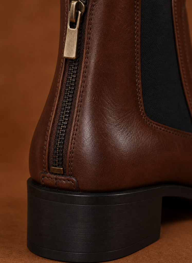 Close-up showing pointed toe and heel details on the women's Chelsea ankle boot