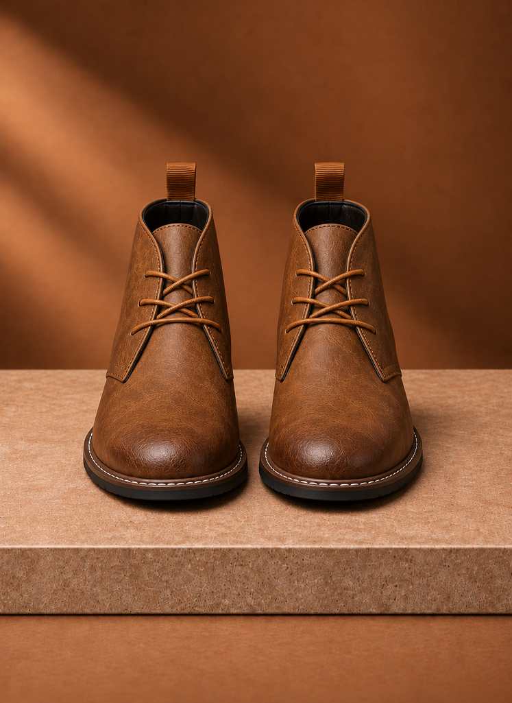 Side profile of Areleon chukka boot showing ankle-height silhouette