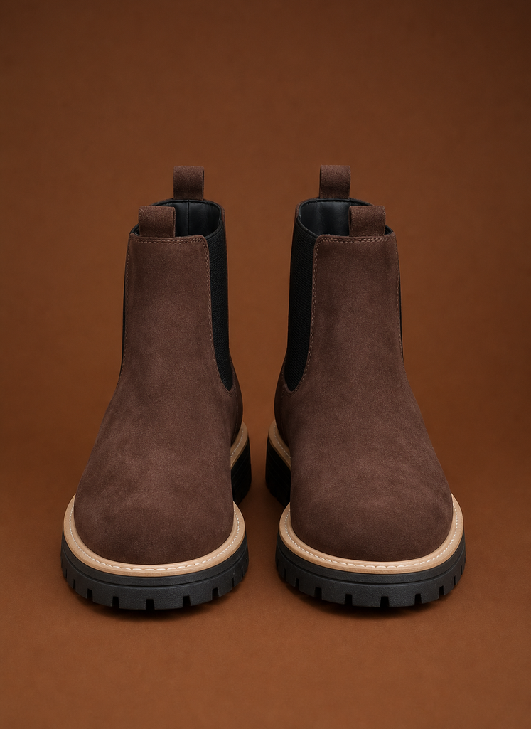 Side view of women's Chelsea ankle boot highlighting silhouette and sole