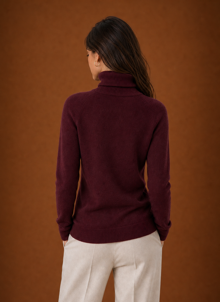 Back view of the sweater displaying the clean silhouette
