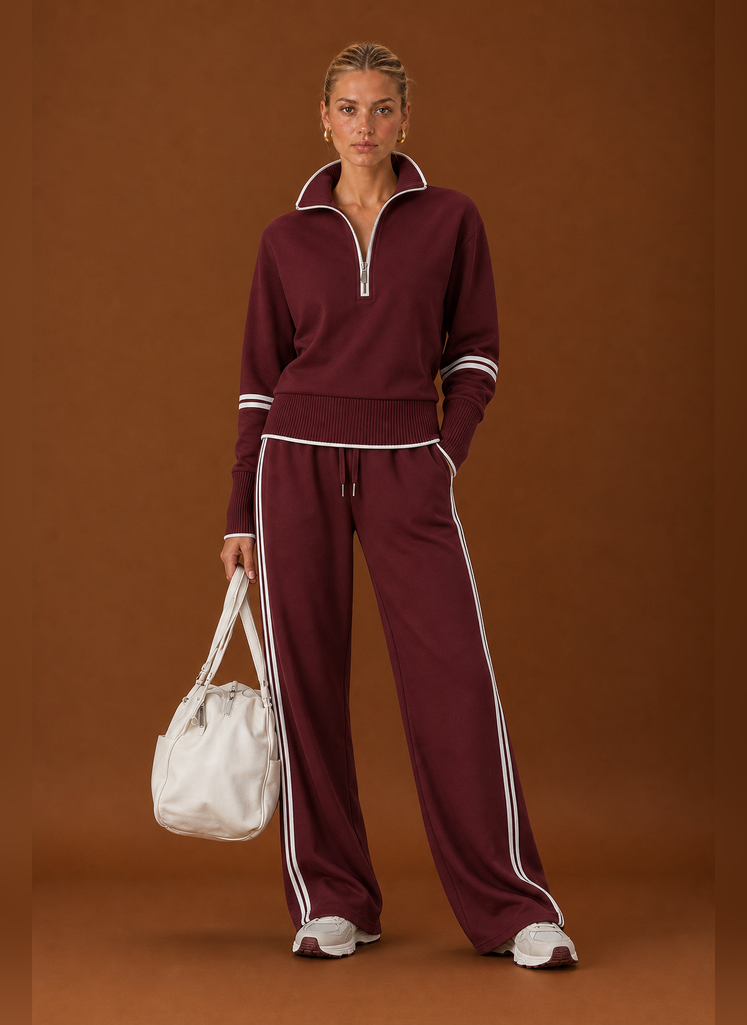Front view of the women's tracksuit set showing sweatshirt and joggers