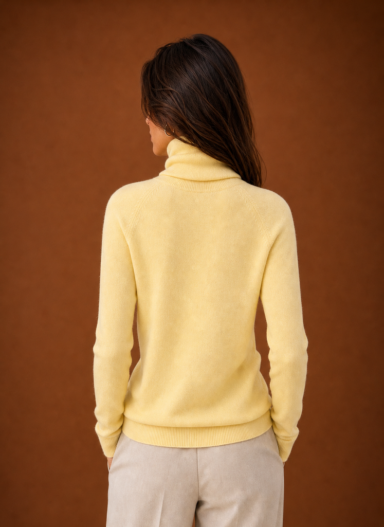 Back view of the sweater displaying the clean silhouette