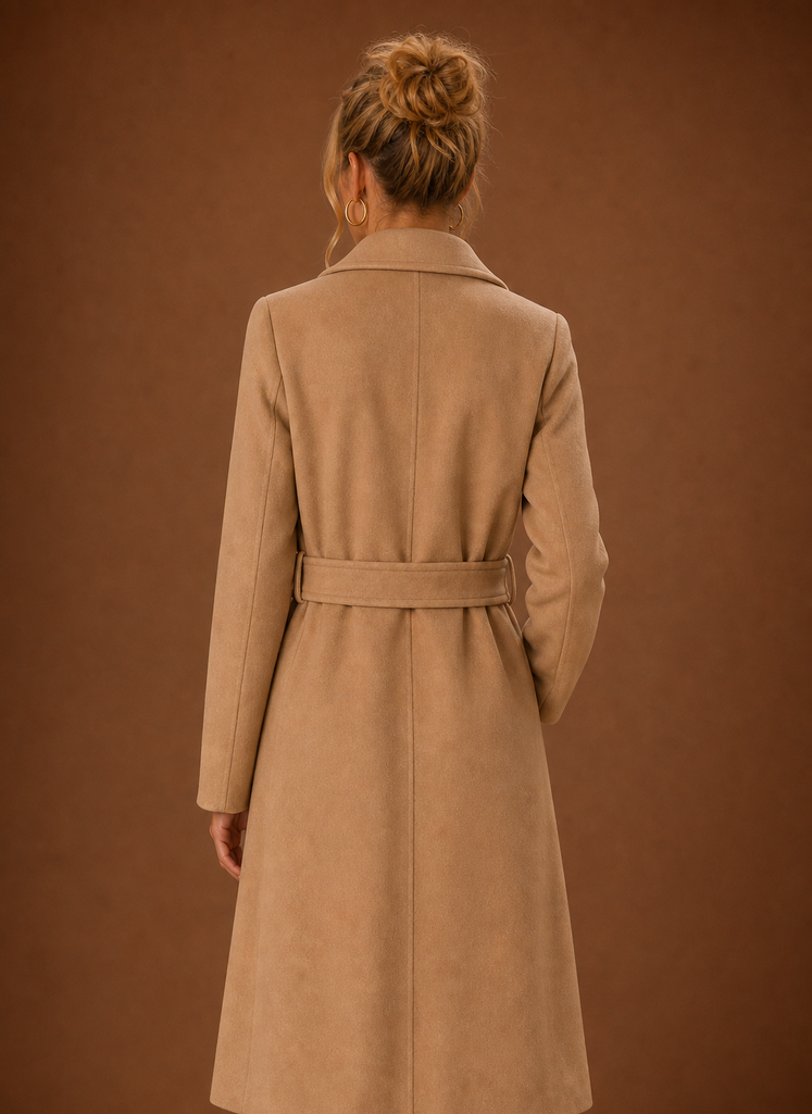 Back view of the men's mid-long trench coat
