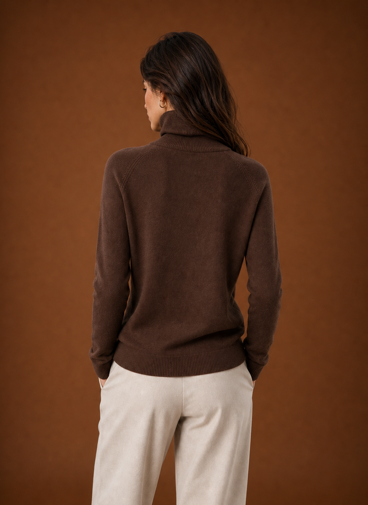 Back view of the sweater displaying the clean silhouette