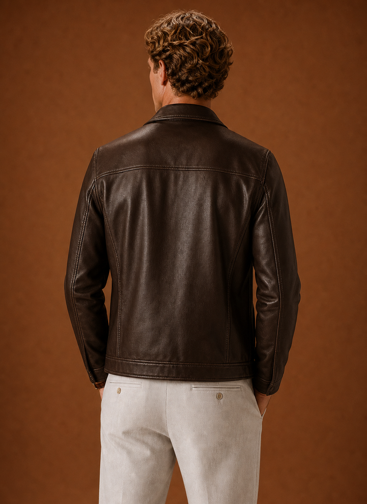 Men's Leather Look Jacket Classic Zip Jacket | Areleon