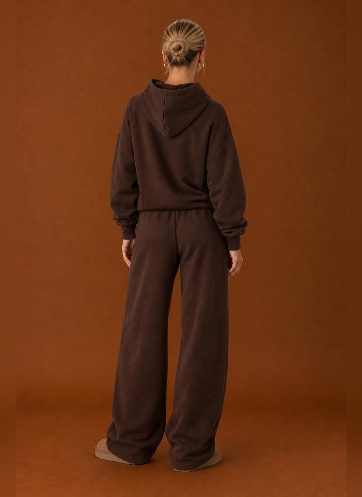 Back view of the matching sweatsuit set showing a clean silhouette