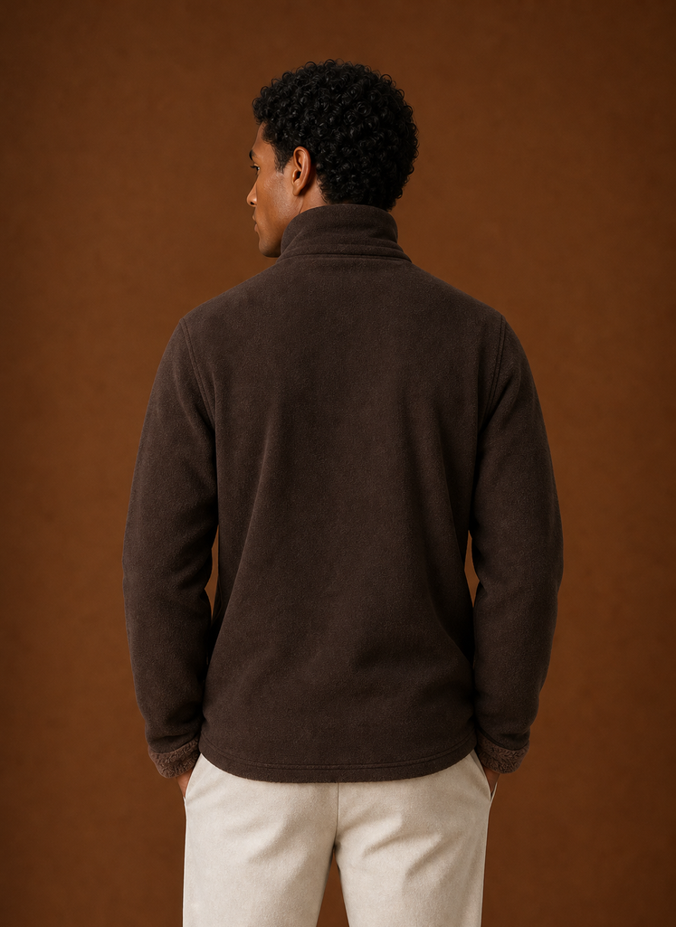 Men's Turtleneck Sweater - Fleece Lined Roll Neck Pullover back view