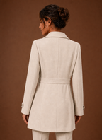 Back view of Areleon women's trench coat showing straight mid-length cut