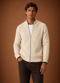 Men's Full Zip Knit Cardigan Sweater Ribbed Zip-Up Jacket | Areleon
