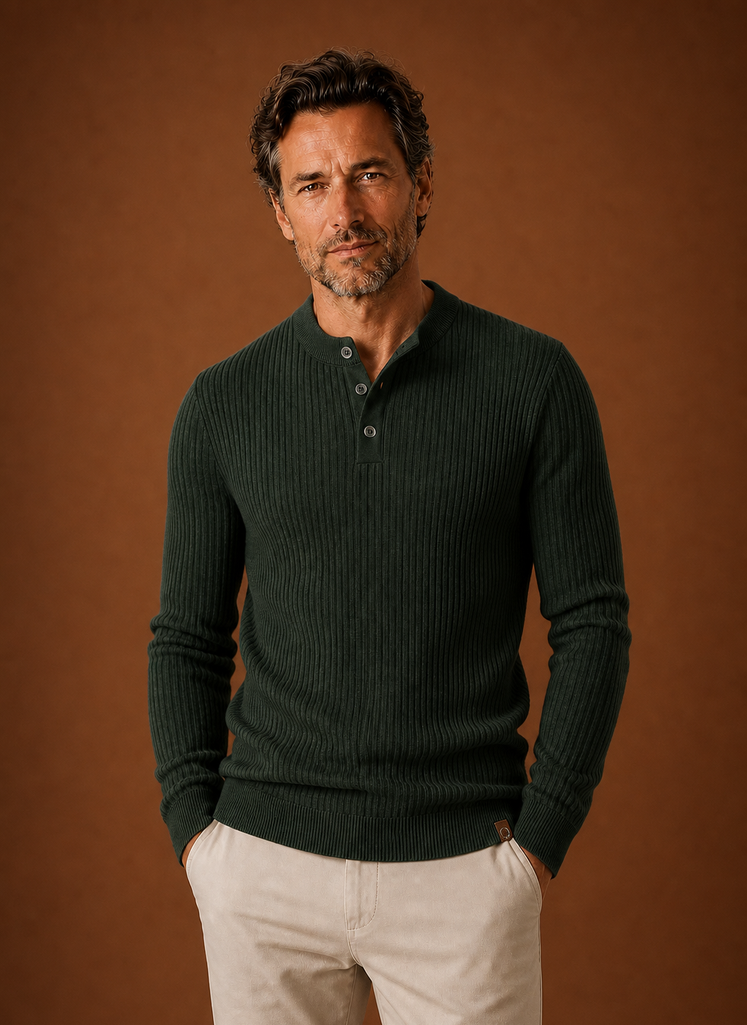 Front view of the Areleon men's sweater shirt showing pullover shape and shirt-like neckline