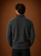 Back view of the Areleon knit cardigan with clean-finished hem