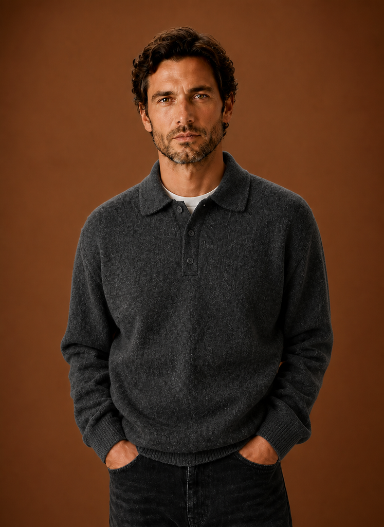 Front view of the Areleon women's knit cardigan showing button-front V-neck