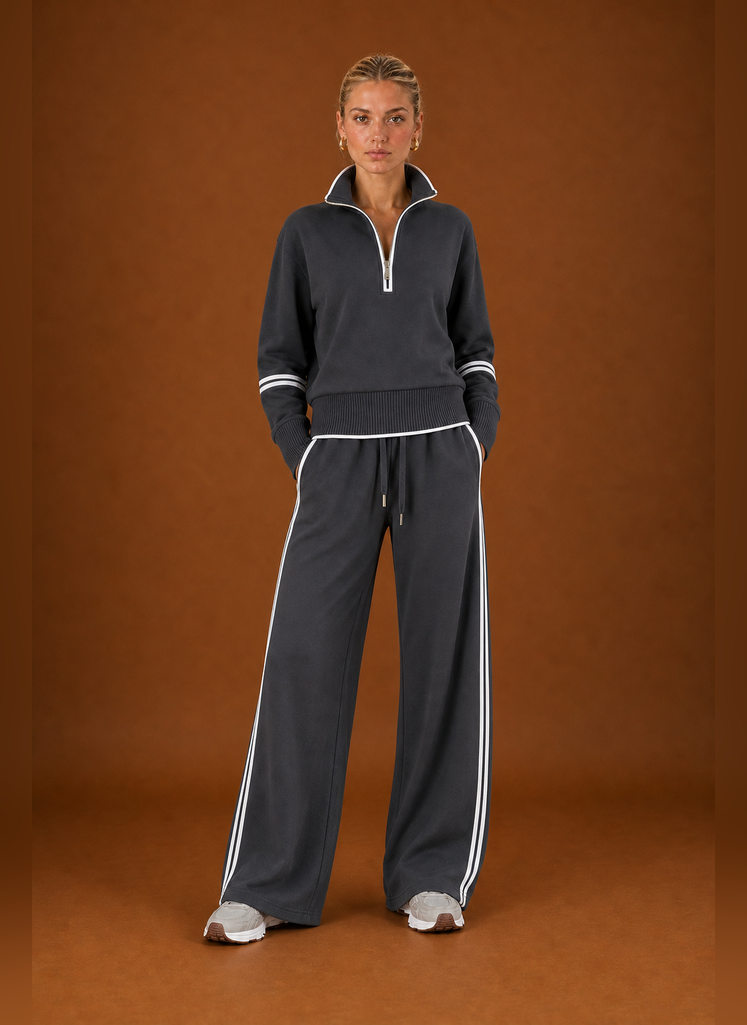 Front view of the women's tracksuit set showing sweatshirt and joggers