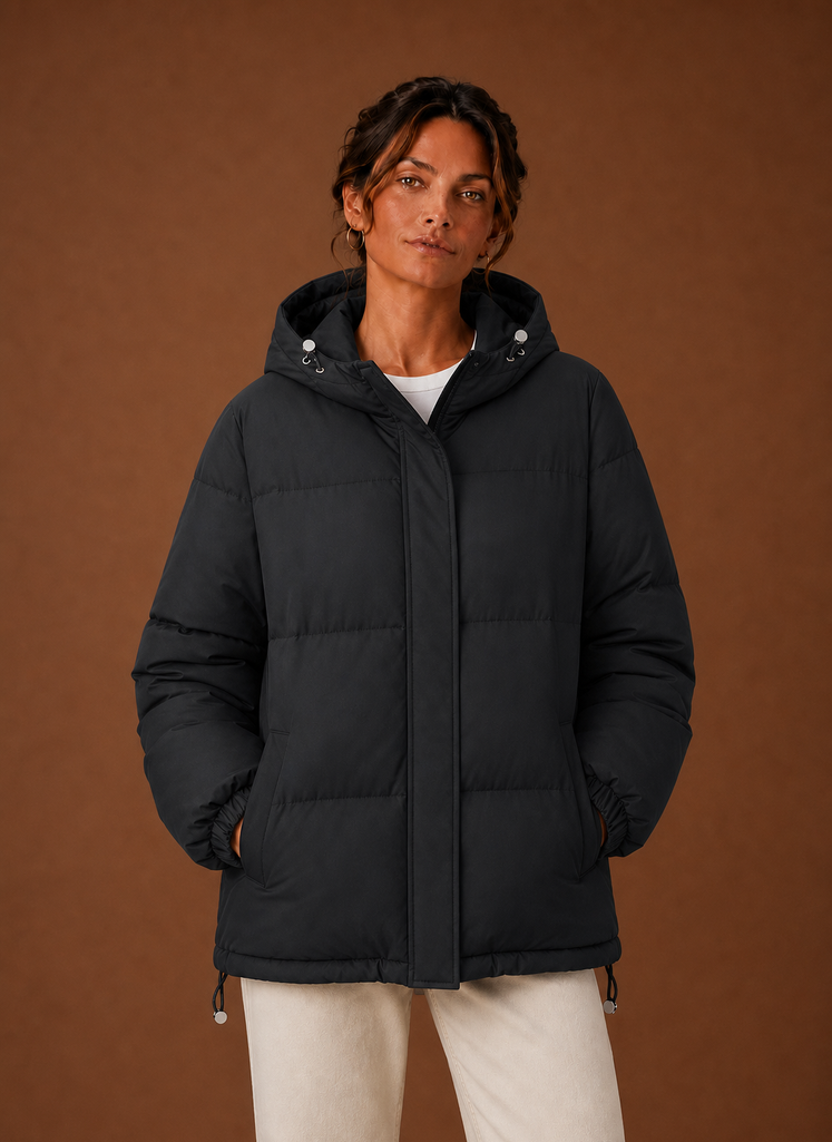 Women's Puffer Jacket - Hooded Winter Coat | Areleon