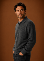 Side view of the Areleon knit cardigan highlighting the long sleeve silhouette