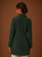 Back view of Areleon women's trench coat showing straight mid-length cut