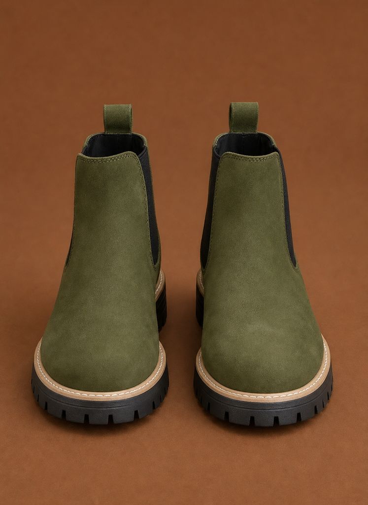 Side view of women's Chelsea ankle boot highlighting silhouette and sole
