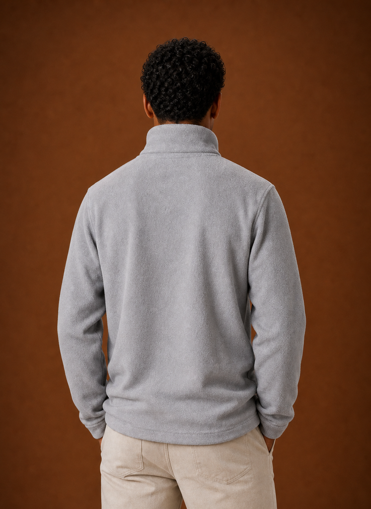 Men's Turtleneck Sweater - Fleece Lined Roll Neck Pullover back view
