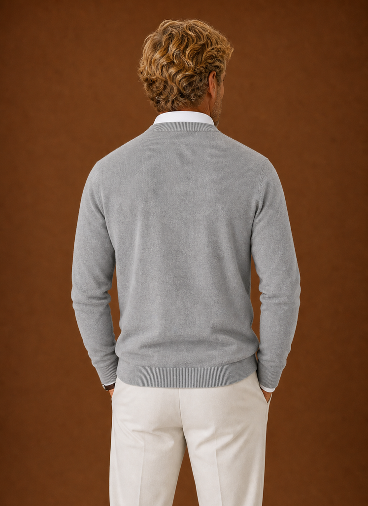 Men's Crew Neck Sweater - Classic Knit Pullover back view