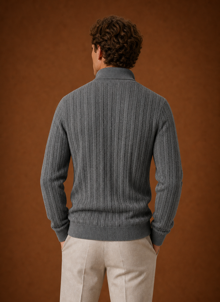 Back view of Areleon Men's knit cardigan