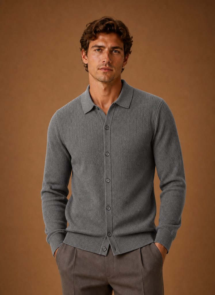 Men's Knit Cardigan - Button Front V-Neck Sweater Long Sleeve | Areleon