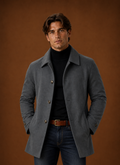 Men's Lightweight Trench Coat - Button Up Casual Overcoat front view