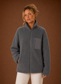Front view of Areleon Sherpa Zip-Up Jacket showing full-zip closure