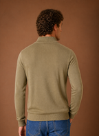 Back view of men's shirt jacket displaying straight hem and clean silhouette