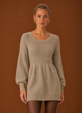 Front view of the Areleon women's sweater dress in black showing knit tunic silhouette