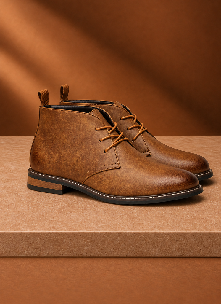 Front view of Areleon Men's Classic Chukka Boot showing toe and lace-up front