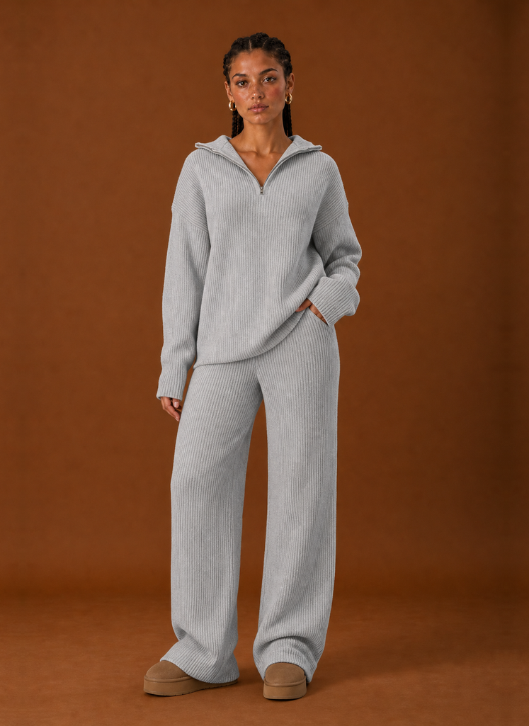 Front view of the Areleon women's tracksuit set showing the coordinated top and pants on a model