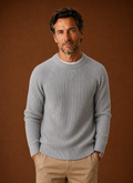 Front view of Areleon men's textured waffle knit crew neck sweater showing neckline and overall fit
