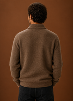 Back view of the Areleon knit cardigan with clean-finished hem